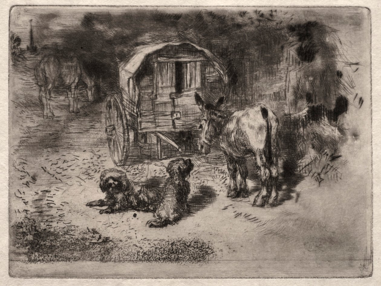 Ev Muhafızları veya Saltimbanque Dostları, c. 1875. by Felix Hilaire Buhot