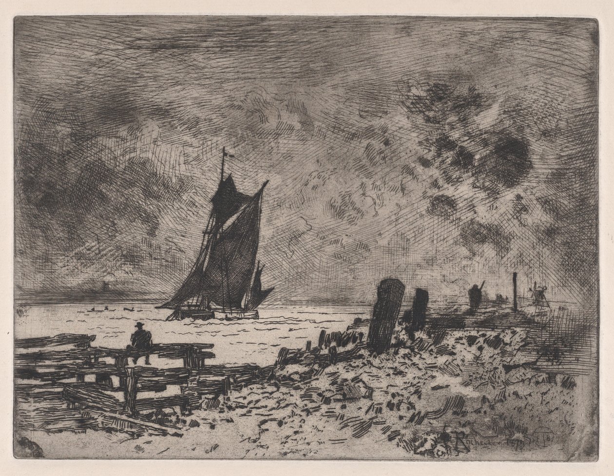 Küçük Deniz - Medway Hatırası, 1879. by Felix Hilaire Buhot