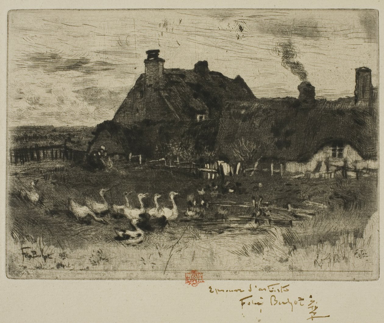 Küçük Sazdan Kulübeler by Felix Hilaire Buhot