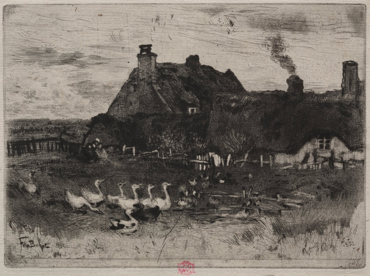 Küçük Sazdan Kulübeler by Felix Hilaire Buhot