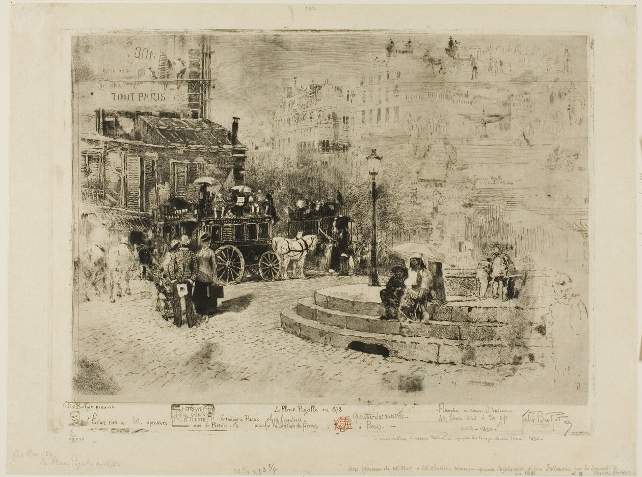 1878 yılında Place Pigalle by Felix Hilaire Buhot