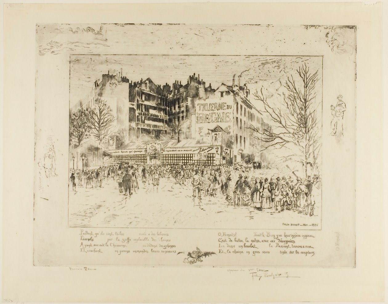 Place des Martyrs ve Hapishane Tavernası by Felix Hilaire Buhot
