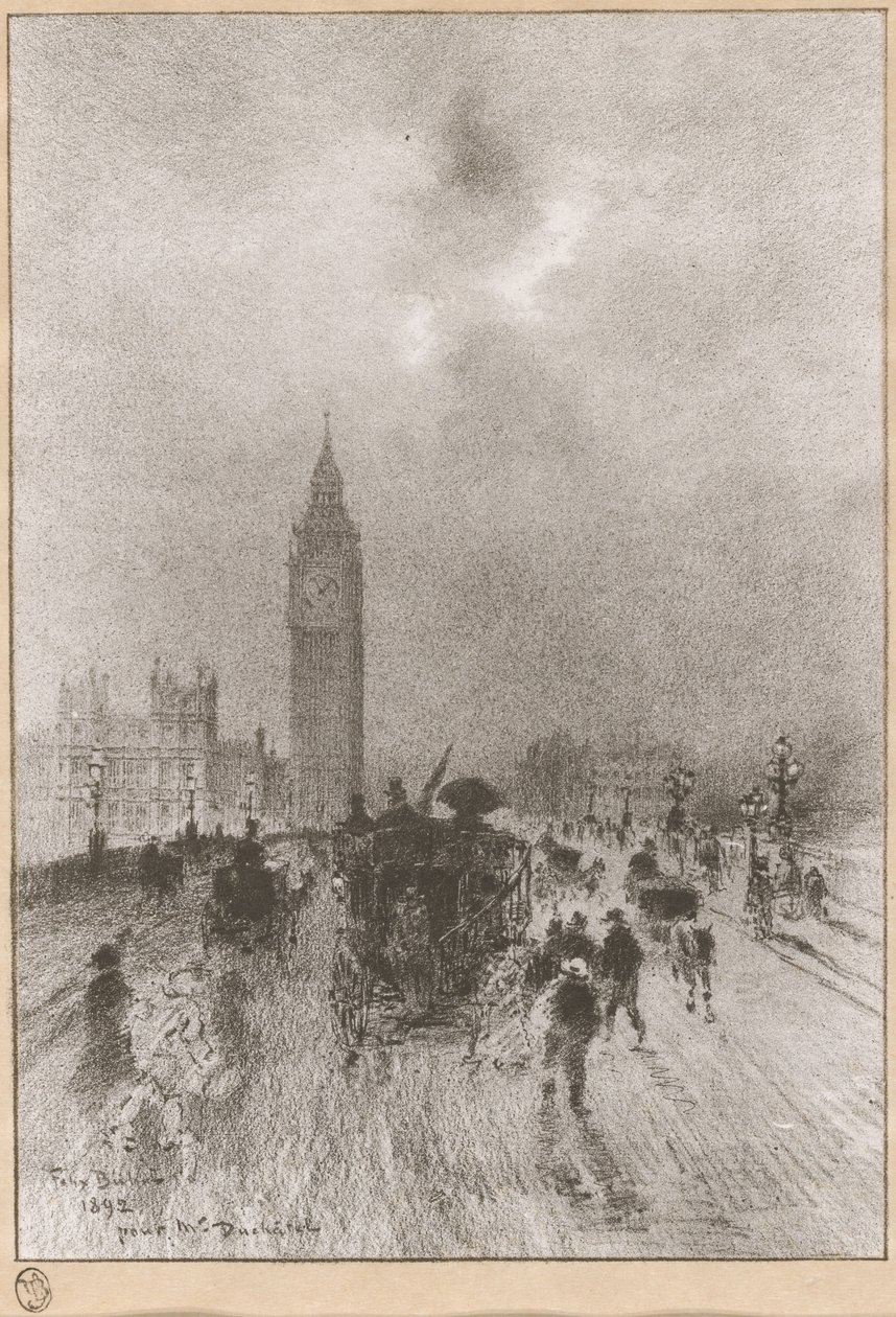 Victoria Saat Kulesi Londra, 1892. by Felix Hilaire Buhot