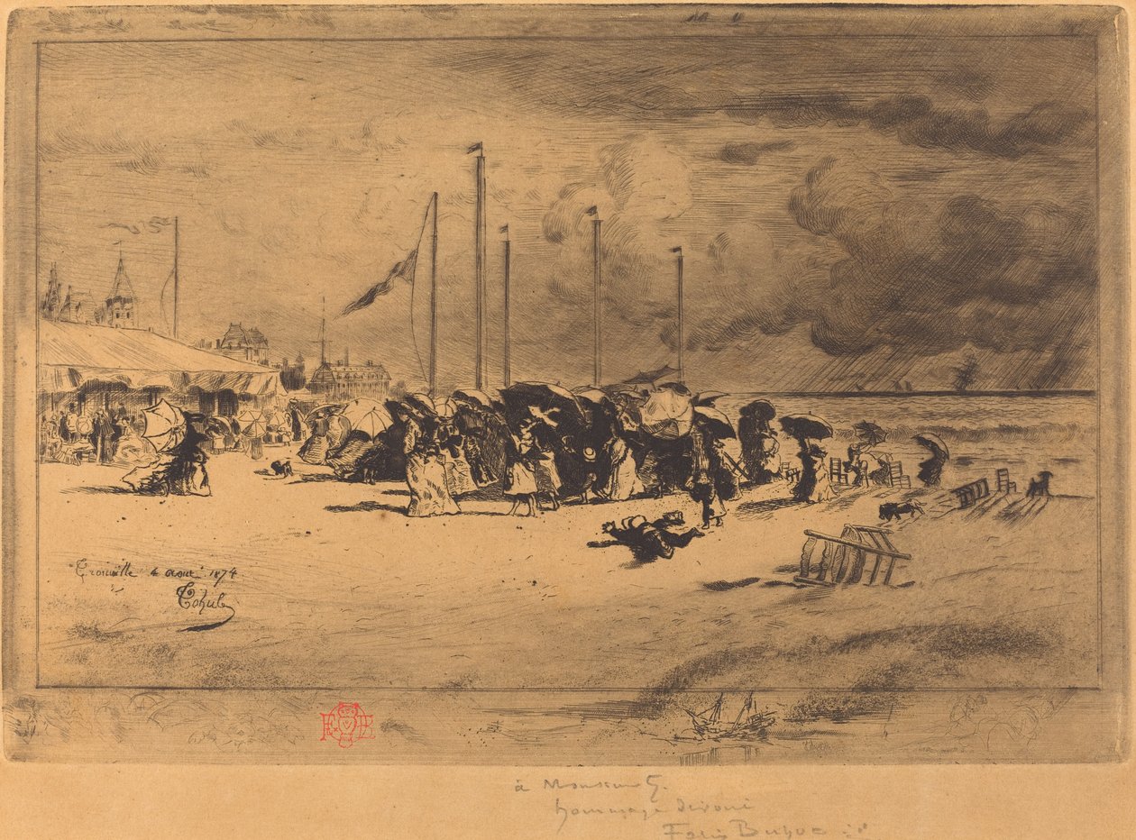 Un Grain à Trouville Squall, Trouville, 18741875. by Felix Hilaire Buhot