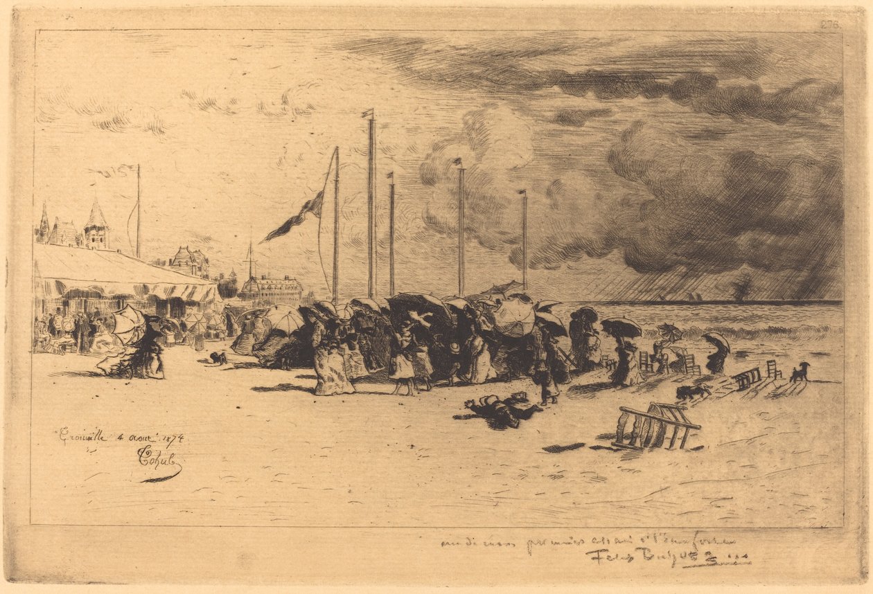 Un Grain à Trouville Squall, Trouville, 18741875. by Felix Hilaire Buhot