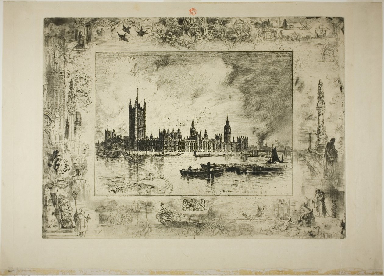 Westminster Sarayı by Felix Hilaire Buhot