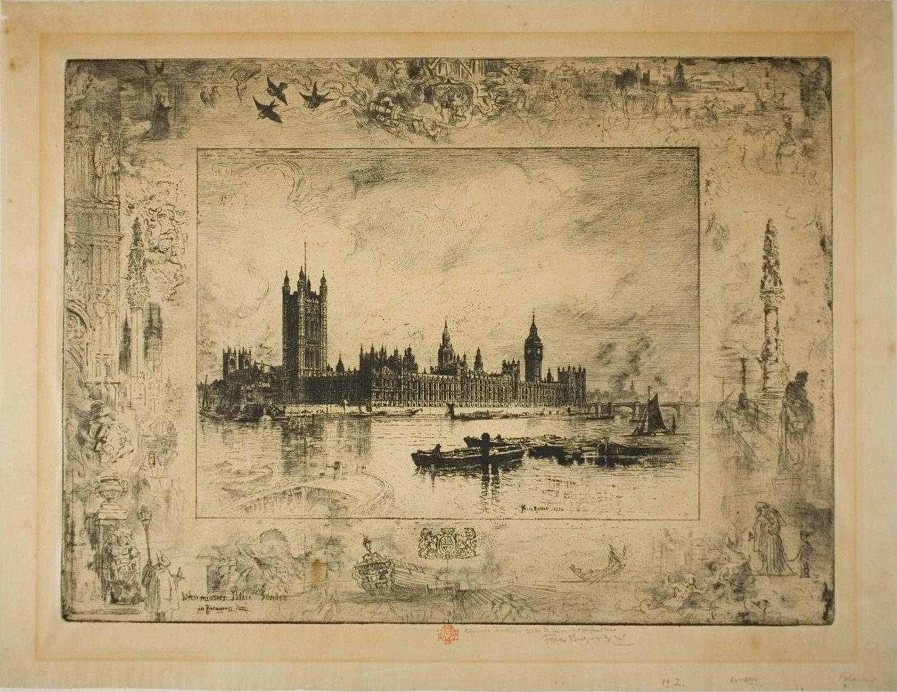 Westminster Sarayı, Londra by Felix Hilaire Buhot