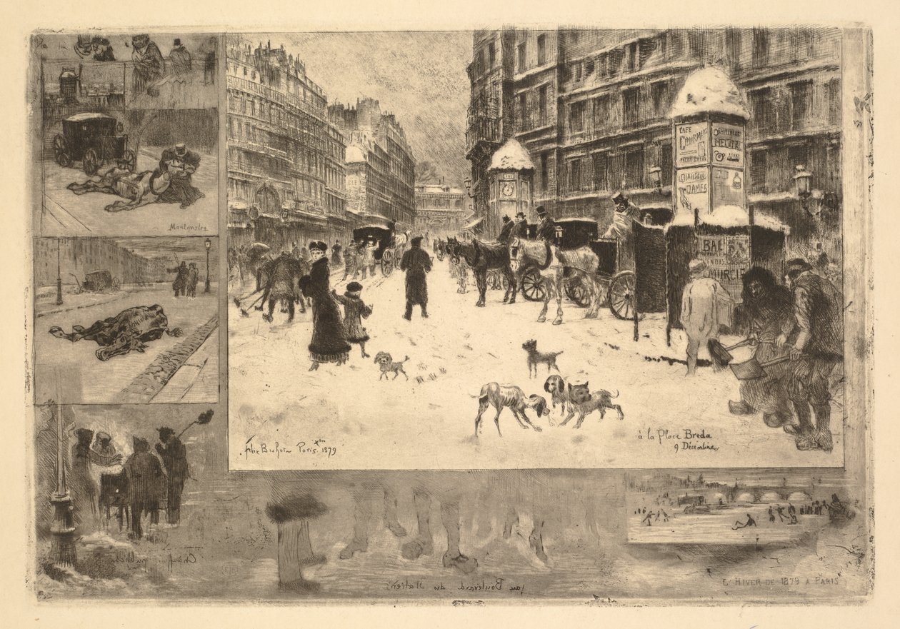 Paris'te Kış (Paris'te Kış veya Paris'te Kar) by Felix Hilaire Buhot