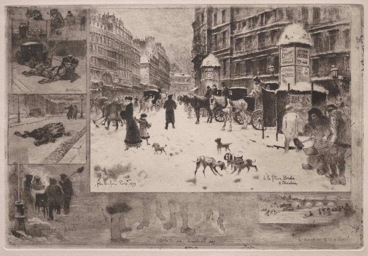 Paris'te kış by Felix Hilaire Buhot