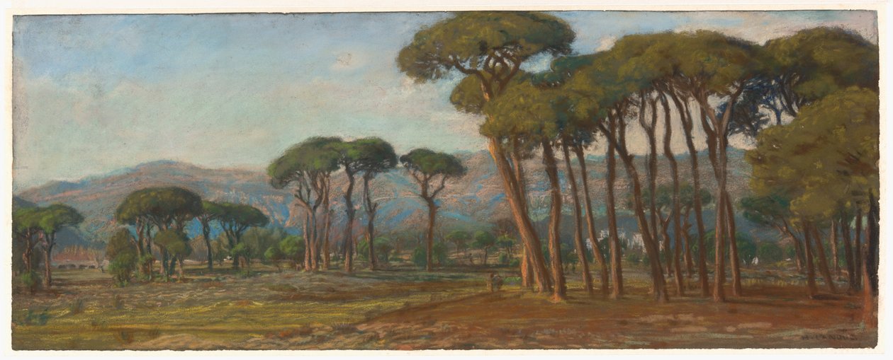 Uzakta Bir Köy ve Yamaç ile Kapsamlı Manzara by Felix Hippolyte Lanoue