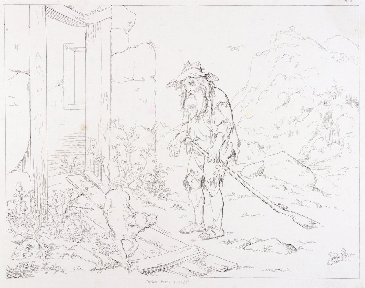 (Rip Van Winkle, illüstrasyon) Rip Yıkıntılar İçindeki Evine Geri Dönüyor by Felix Octavius Carr Darley