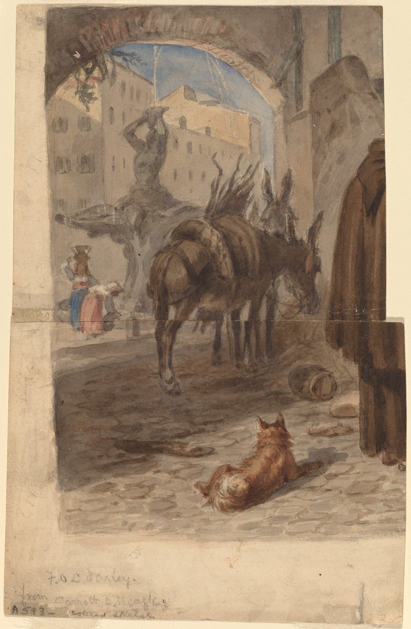 Bernini Çeşmesi, Roma [rekto] by Felix Octavius Carr Darley