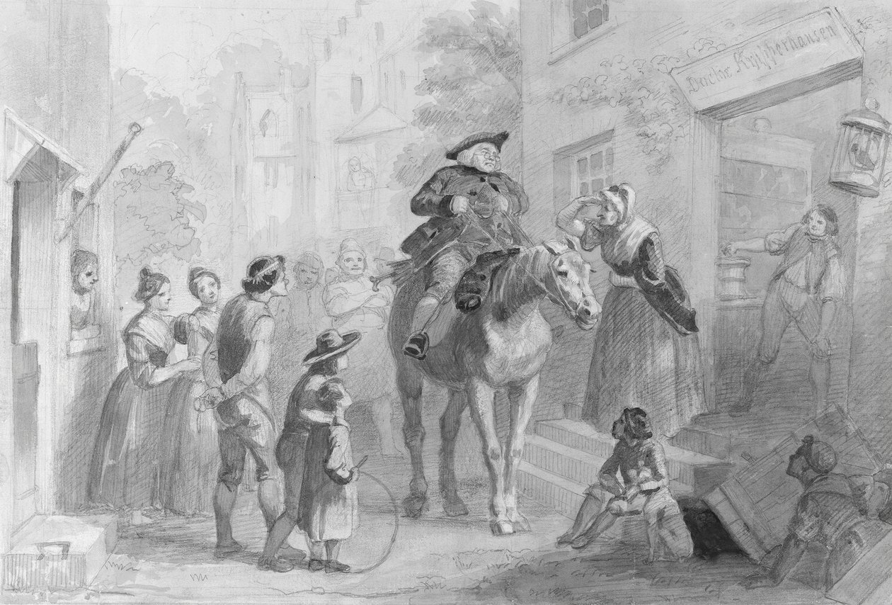 Hosack Albümünden Hollanda Sömürge Figürleri ile Köy Sahnesi. by Felix Octavius Carr Darley