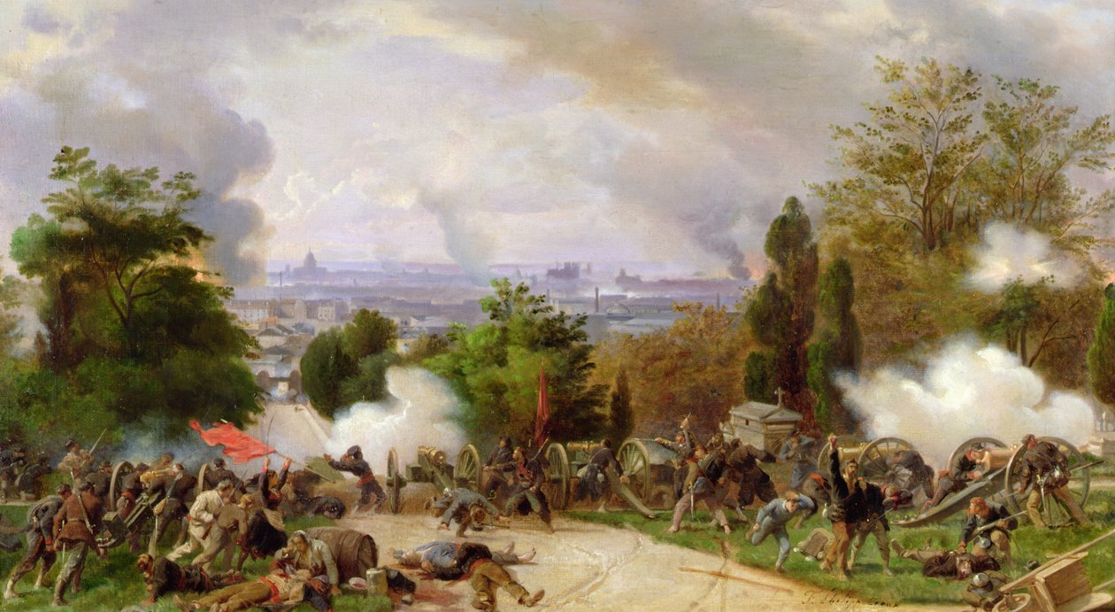 1871'de Pere Lachaise mezarlığında kavga (tuval üzerine yağlı boya) by Felix Philippoteaux