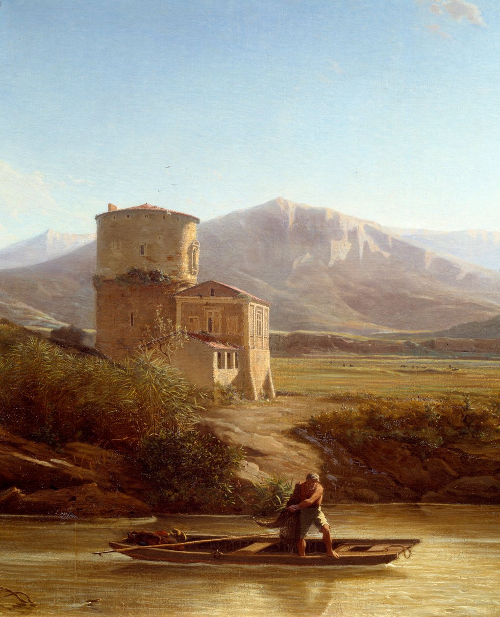 İtalya Detay Tiber kıyısında bir balıkçı. Felix Thomas