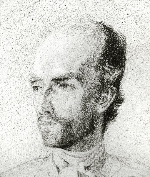 Bir Adamın Portresi, 1845 dolayları (kahverengi kağıt üzerinde siyah tebeşirle beyazla büyütülmüş) by Félix Ziem