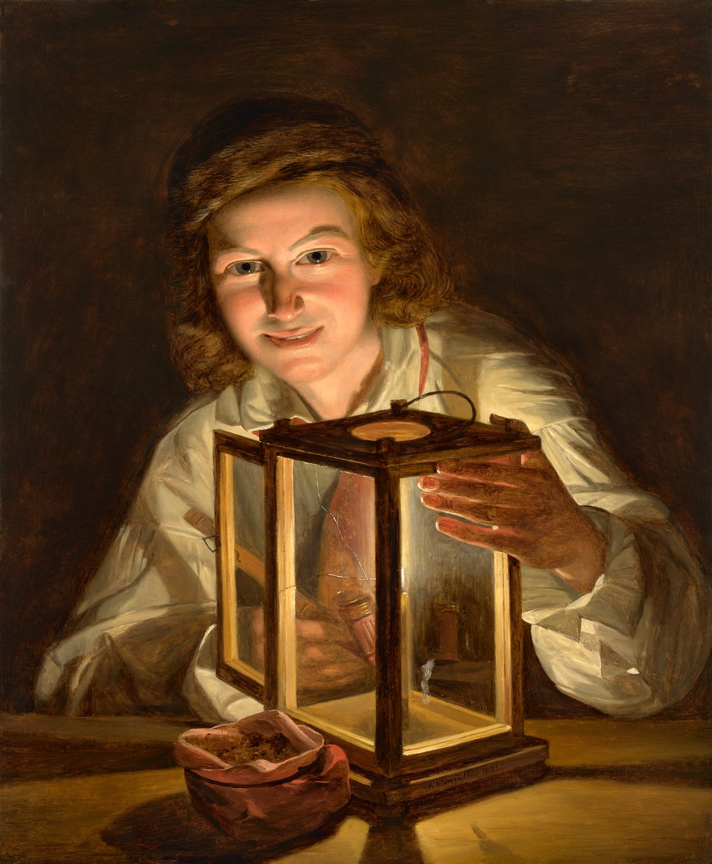 Kararlı bir fener olan çocuk by Ferdinand Georg Waldmuller