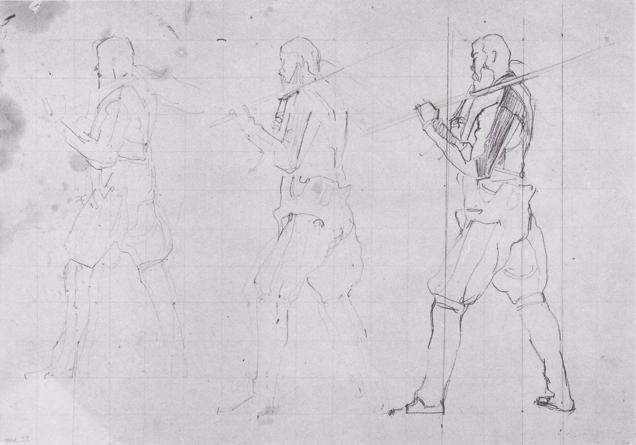 Sola doğru ilerleyen savaşçılar by Ferdinand Hodler