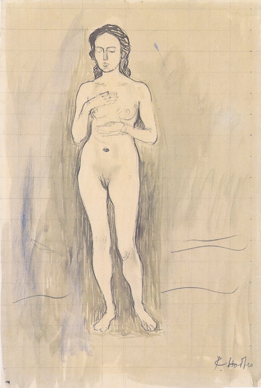 Kadın Çıplak Çalışma Gerçeğe mi? by Ferdinand Hodler