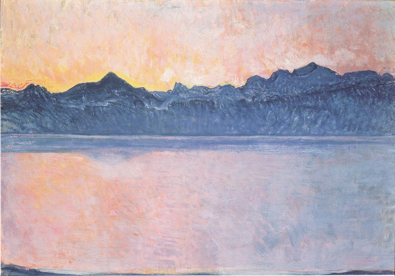 Sabah ışığında Mont-Blanc ile Cenevre Gölü by Ferdinand Hodler