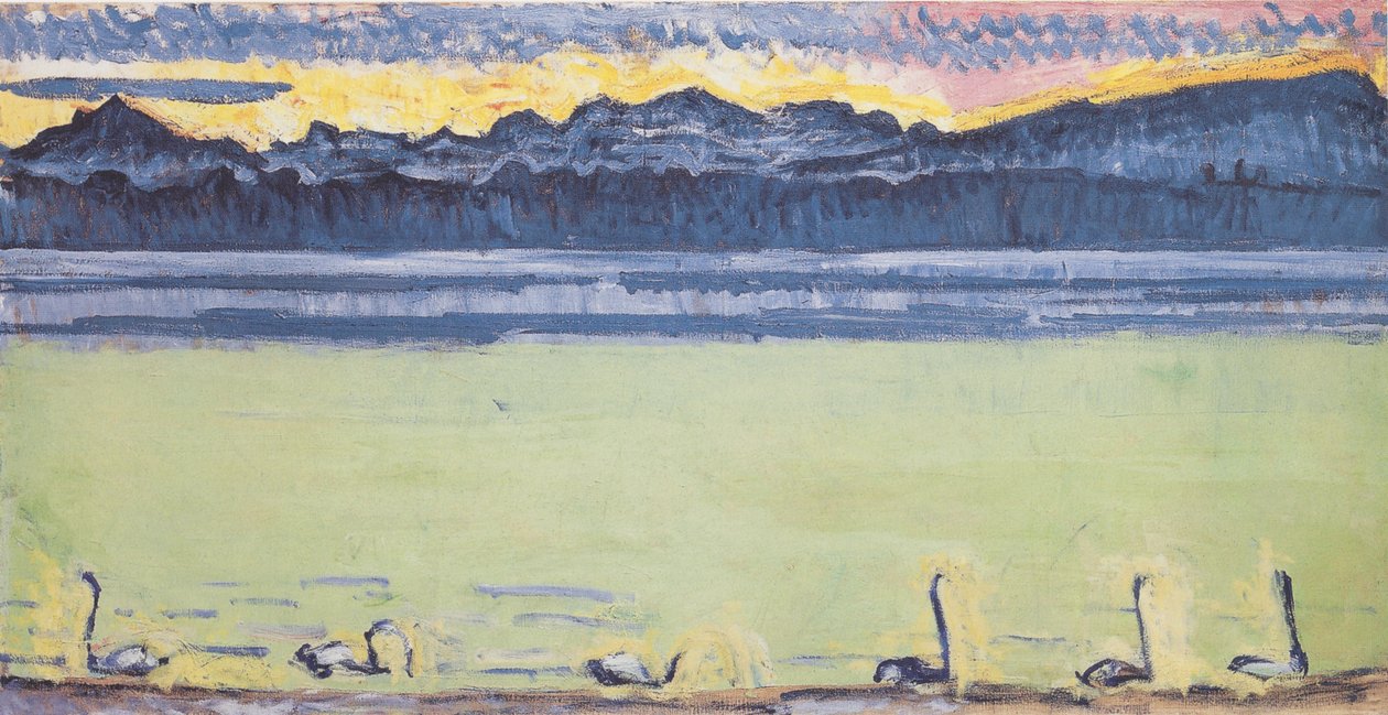 Şafakta Mont-Blanc ile Cenevre Gölü by Ferdinand Hodler