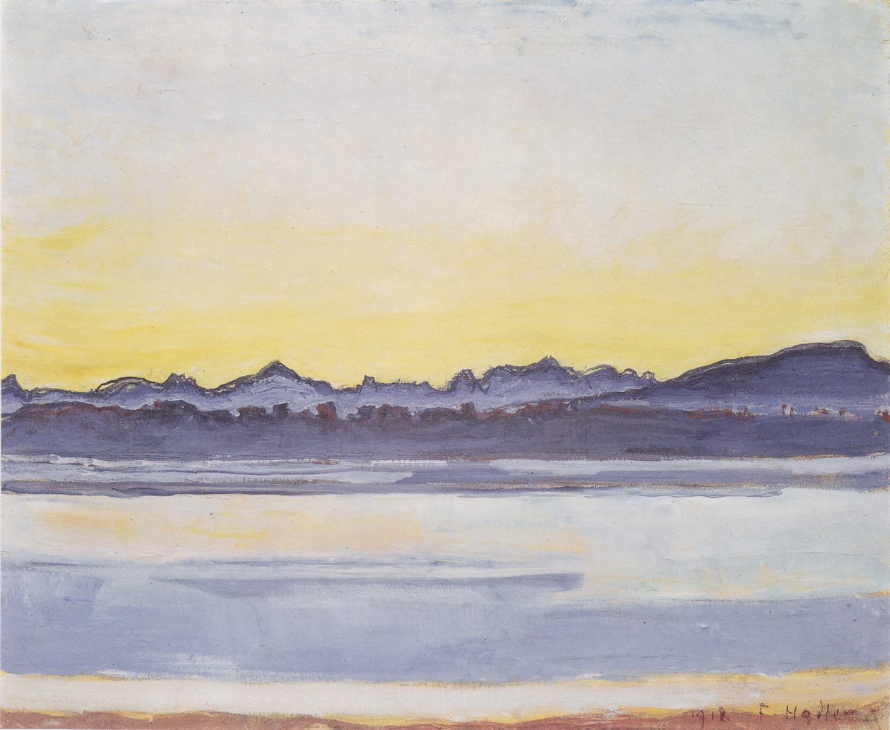 Güneş doğmadan önce Mont-Blanc ile Cenevre Gölü by Ferdinand Hodler