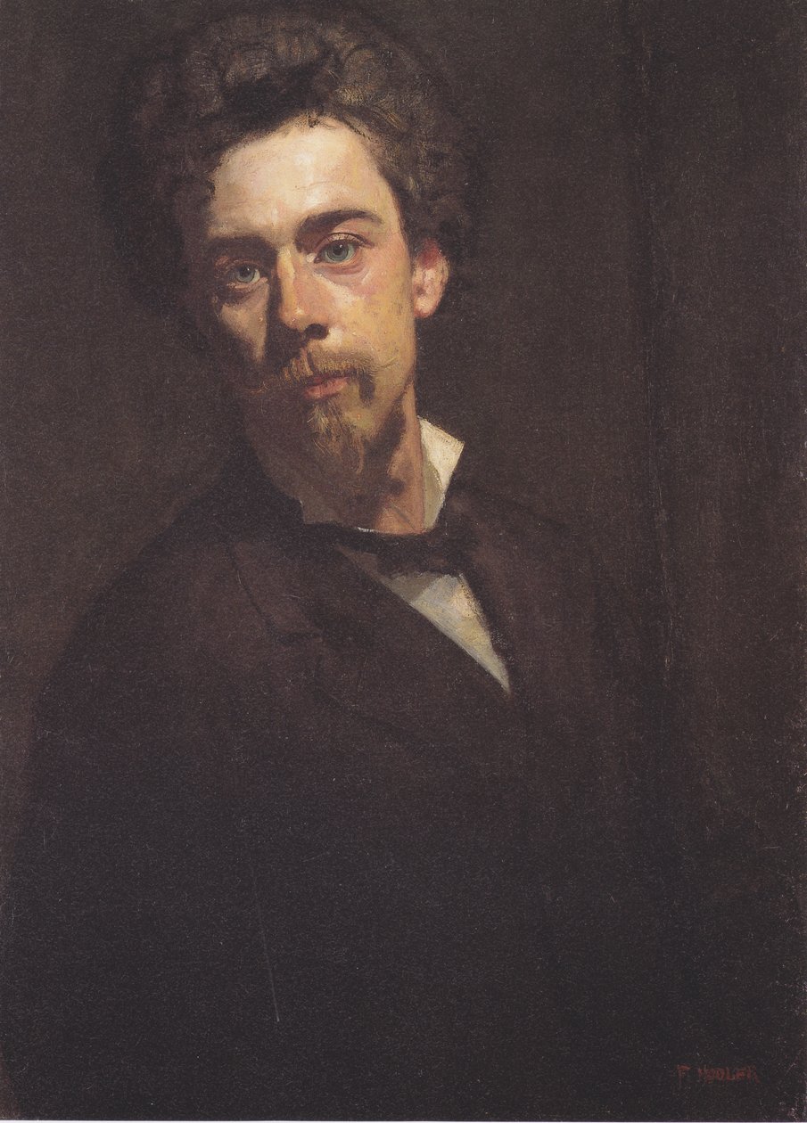 Dik yakalı otoportre by Ferdinand Hodler