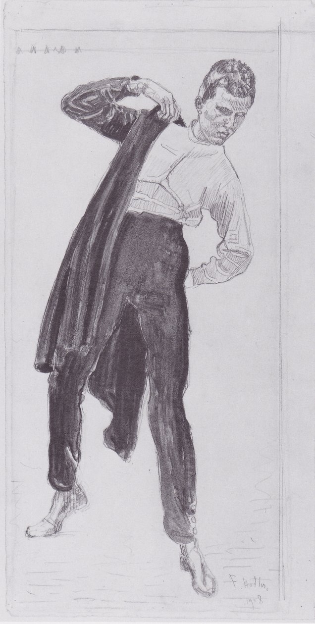 Tuniğini giyen öğrenci by Ferdinand Hodler