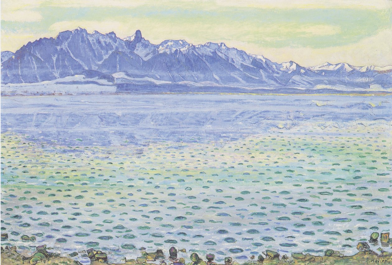 Stockhorn zinciri ile Thun Gölü by Ferdinand Hodler