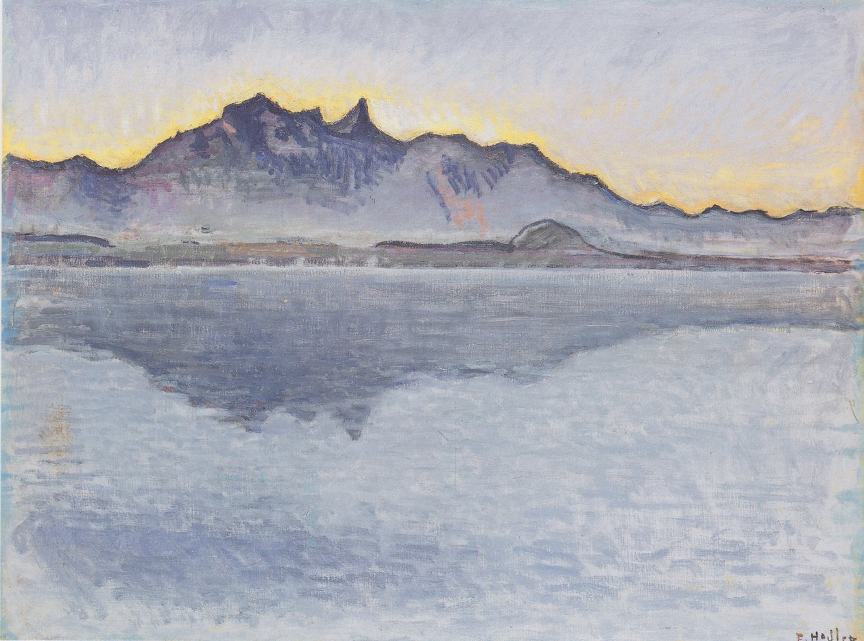 Akşam Stockhorn zinciri ile Thun Gölü by Ferdinand Hodler