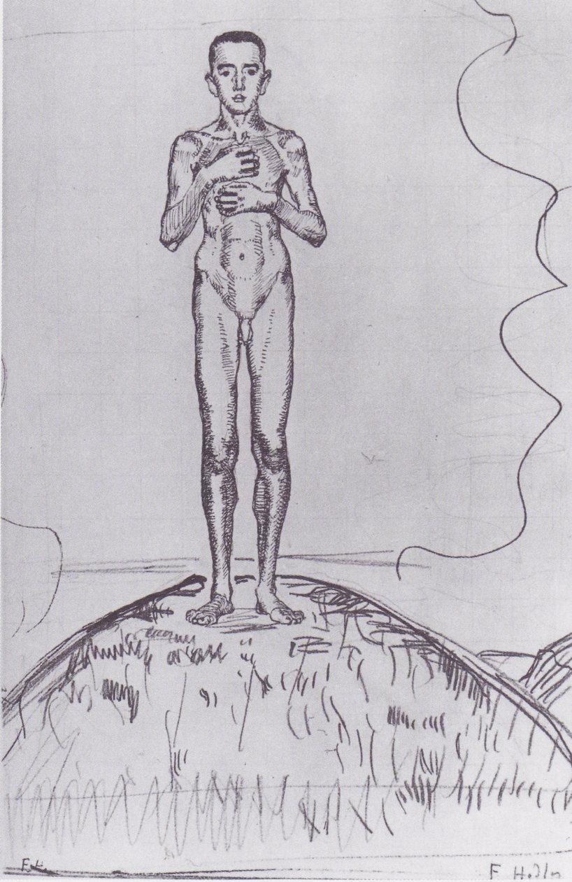 Bir tepede duran genç adam by Ferdinand Hodler