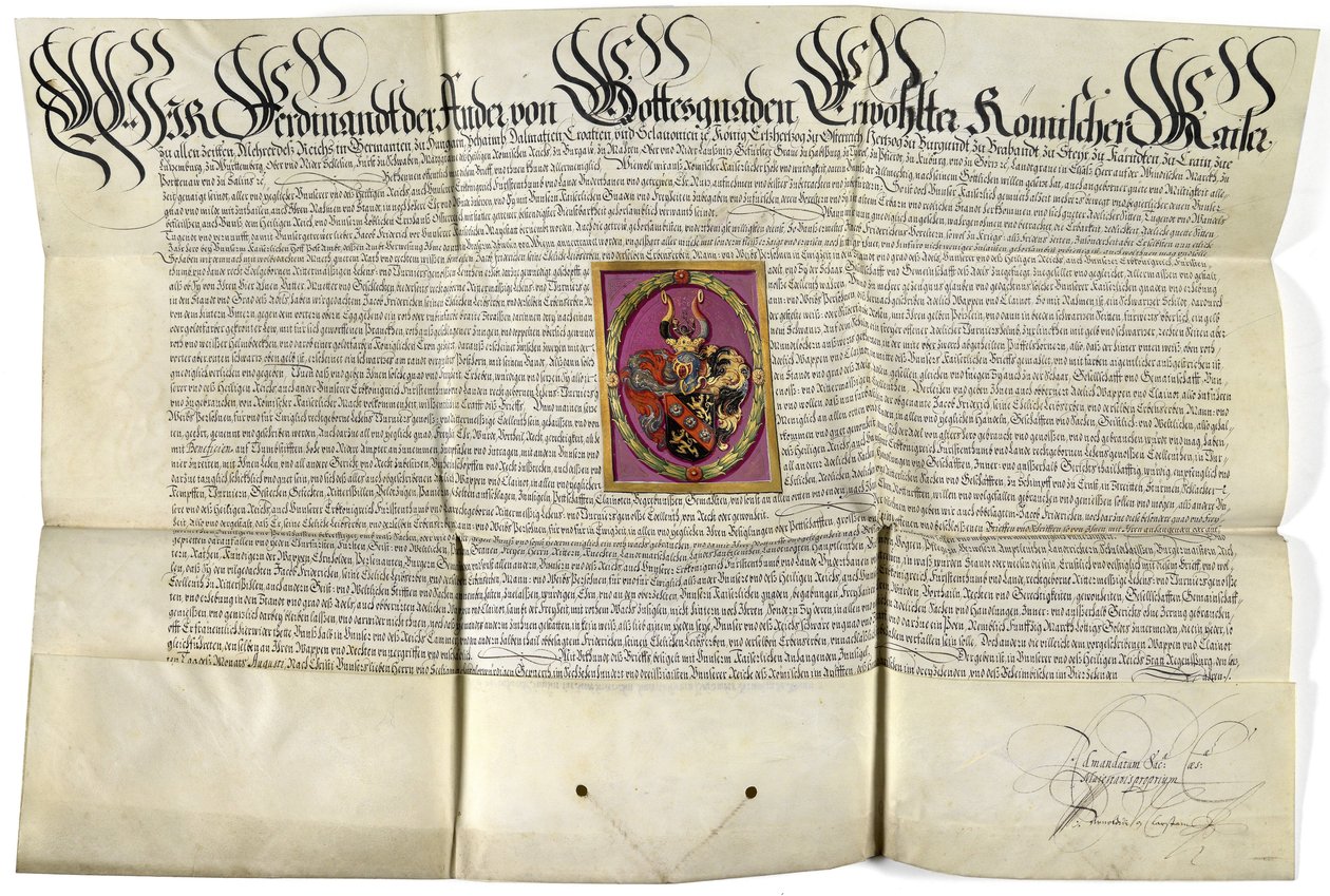 Soylu diploma Jacob von Fridrich 1630 by Ferdinand II.