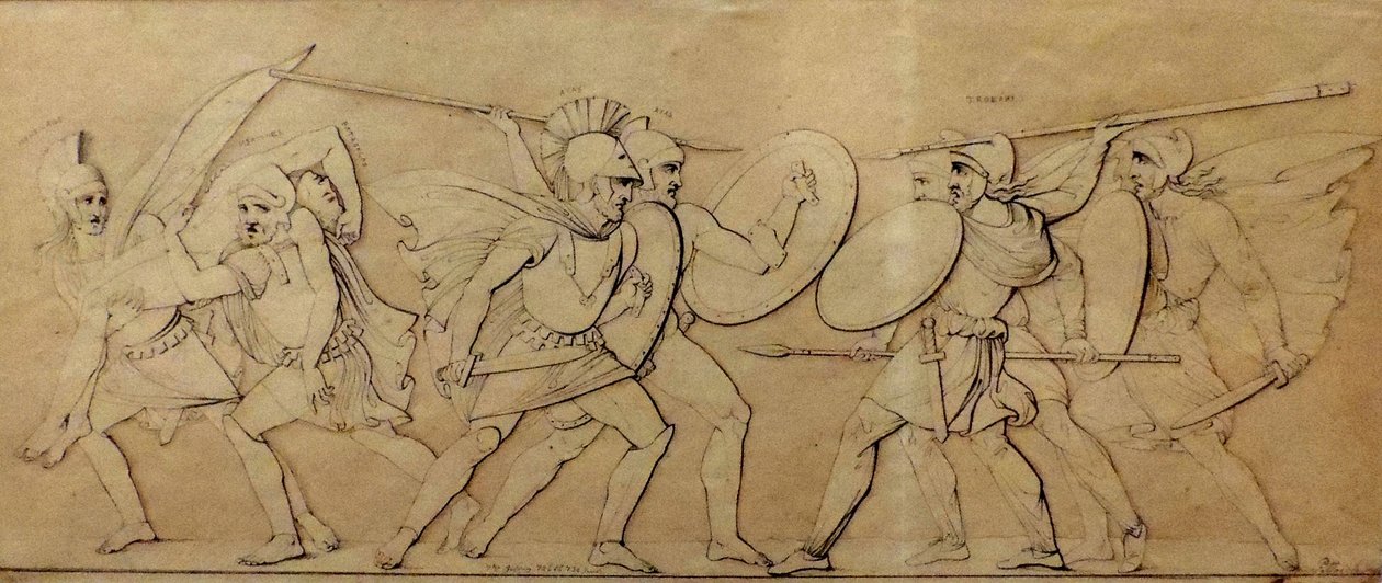 Yunanlılar ve Truvalılar arasındaki mücadele, Yardım için çalışma by Ferdinand Pettrich
