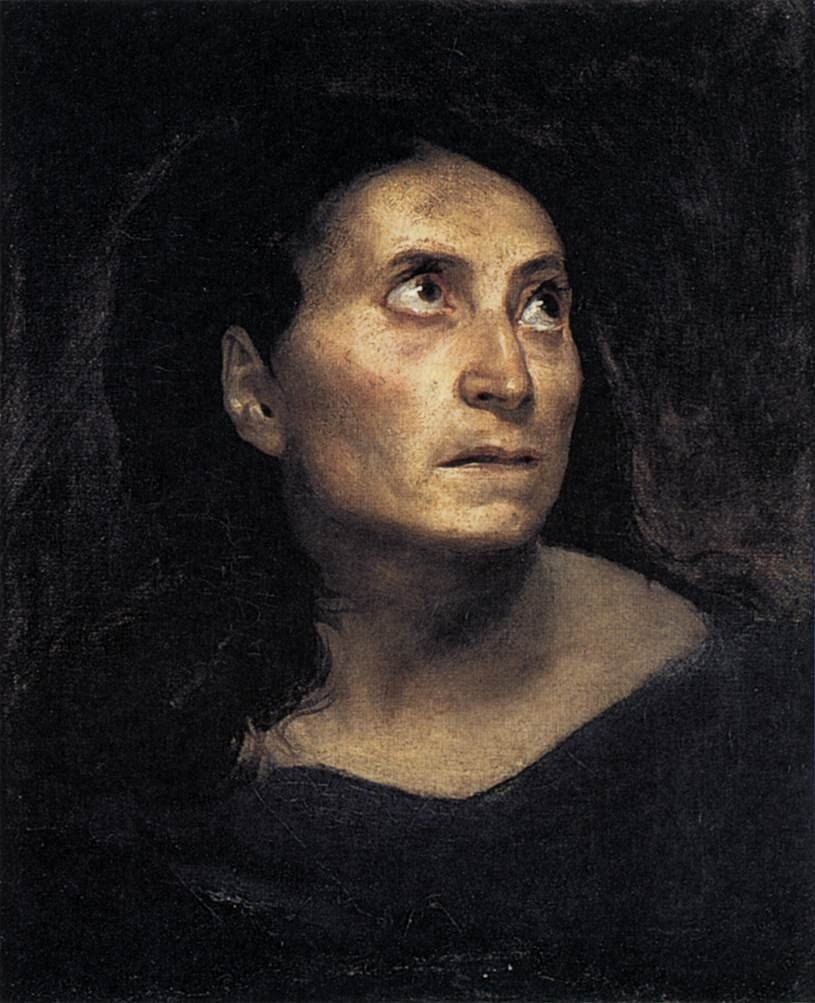 Yaşlı bir kadının başı by Ferdinand Victor Eugene Delacroix