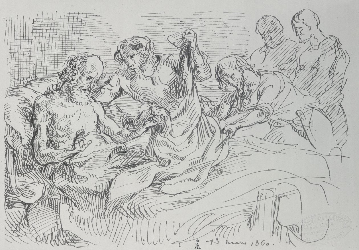 Yatakta yaşlı bir adam, 1860 by Ferdinand Victor Eugene Delacroix