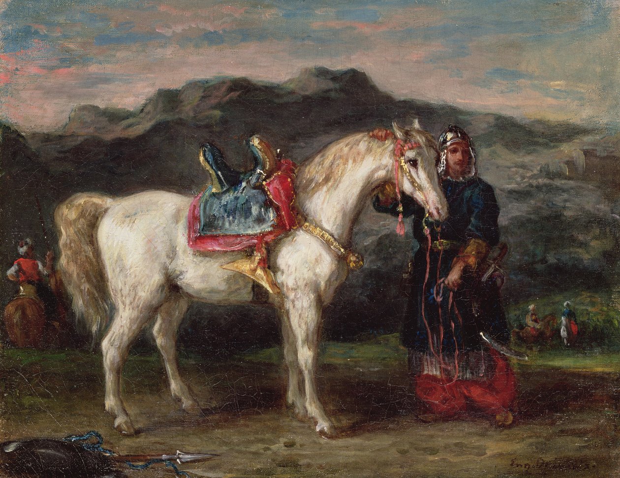 Bir at tutan Çerkes by Ferdinand Victor Eugene Delacroix