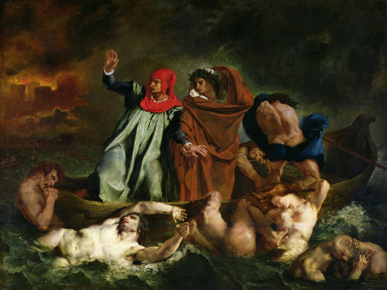 Dante (1265-1321) ve Virgil (MÖ 70-19) Yeraltı Dünyasında, 1822 by Ferdinand Victor Eugene Delacroix