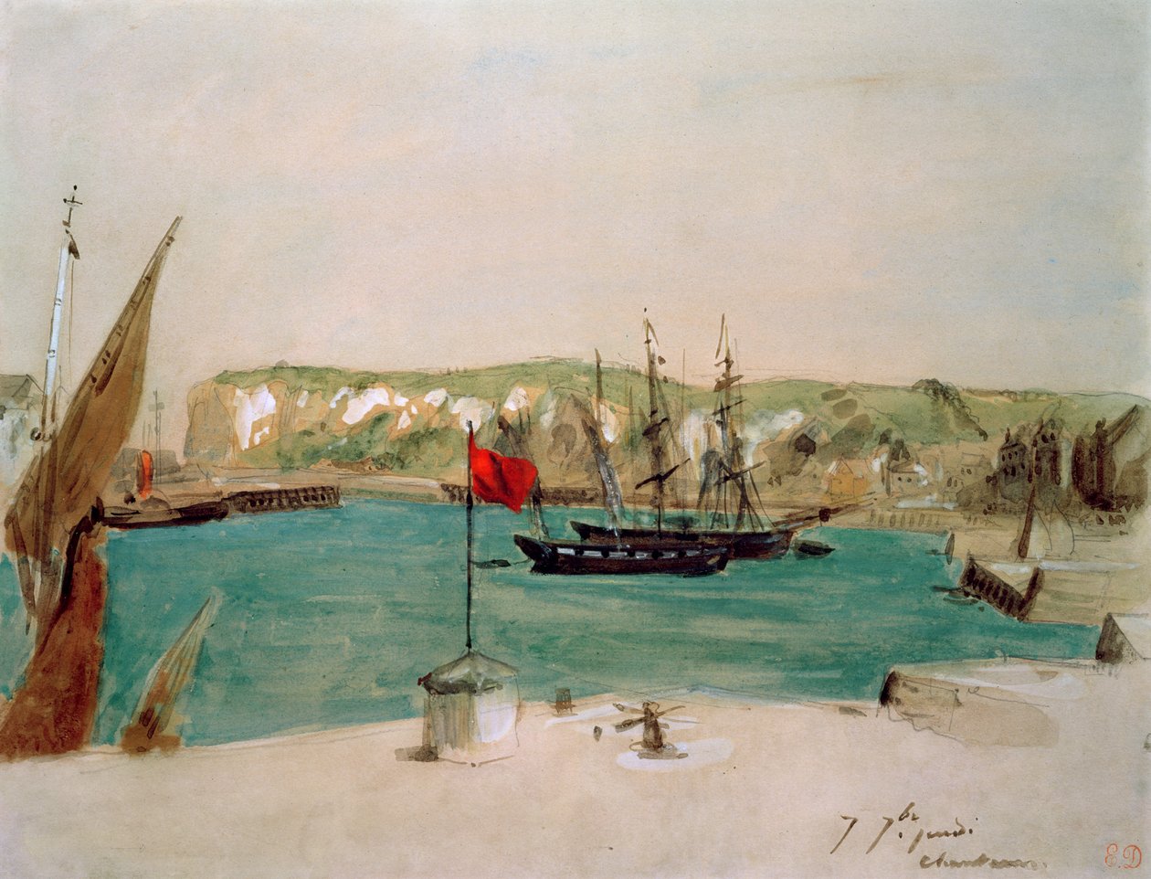 Dieppe: Duquesne iskelesi by Ferdinand Victor Eugene Delacroix