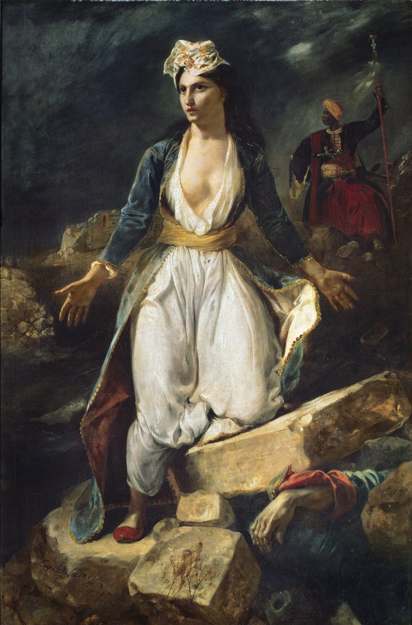 Yunanistan, 1826, Missolonghi Harabelerinde sona eriyor by Ferdinand Victor Eugene Delacroix