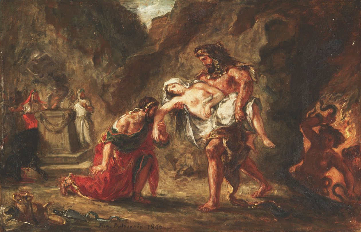 Herkül ve Alkestis by Ferdinand Victor Eugene Delacroix