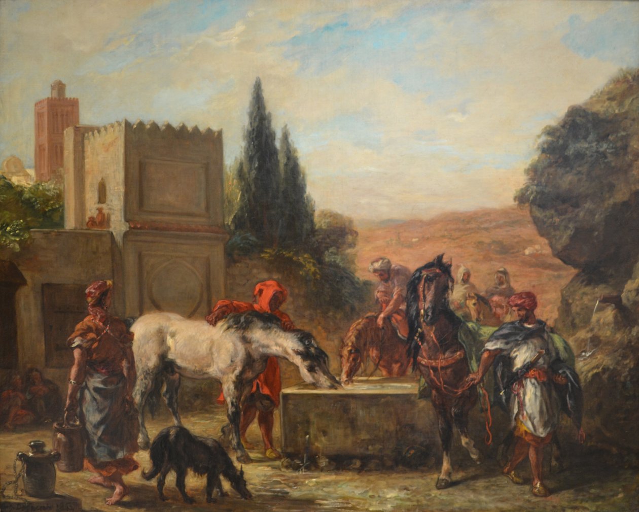 Bir Çeşmede Atlar by Ferdinand Victor Eugene Delacroix