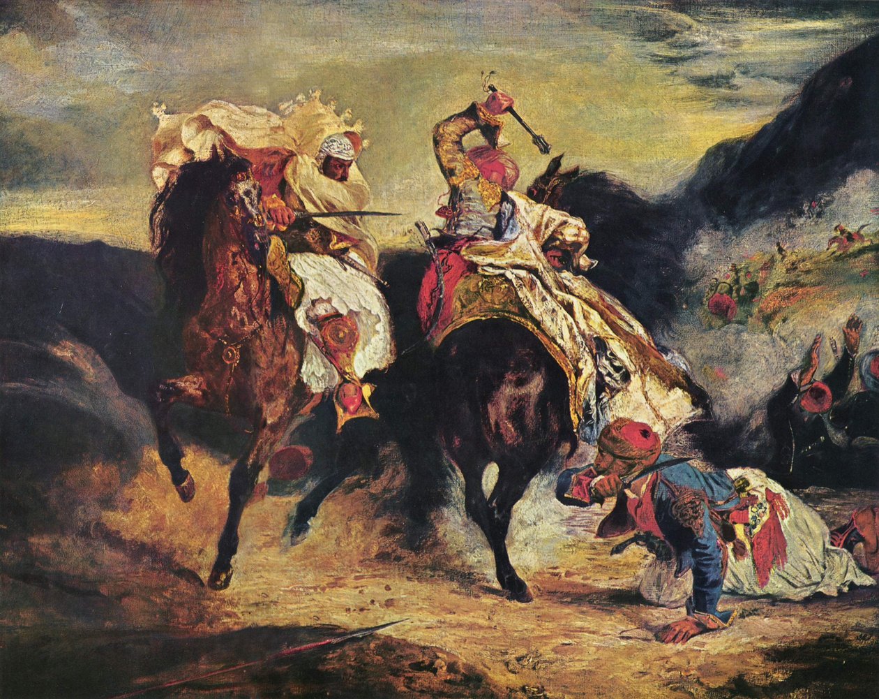 Paşa ile Giaur Savaşı by Ferdinand Victor Eugene Delacroix