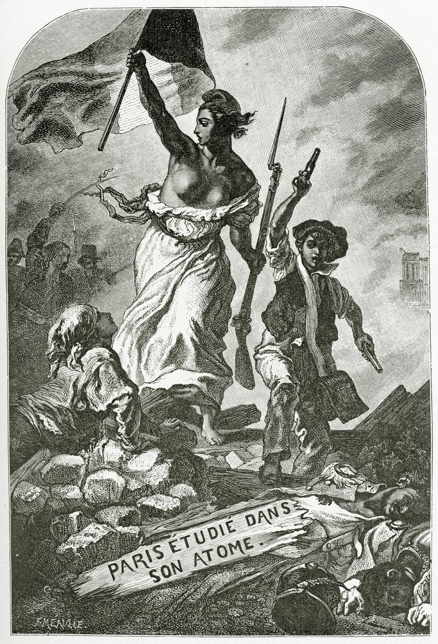 Paris Etudie dans oğlu Atome, 19. Yüzyıl (bw gravür) by Ferdinand Victor Eugene Delacroix