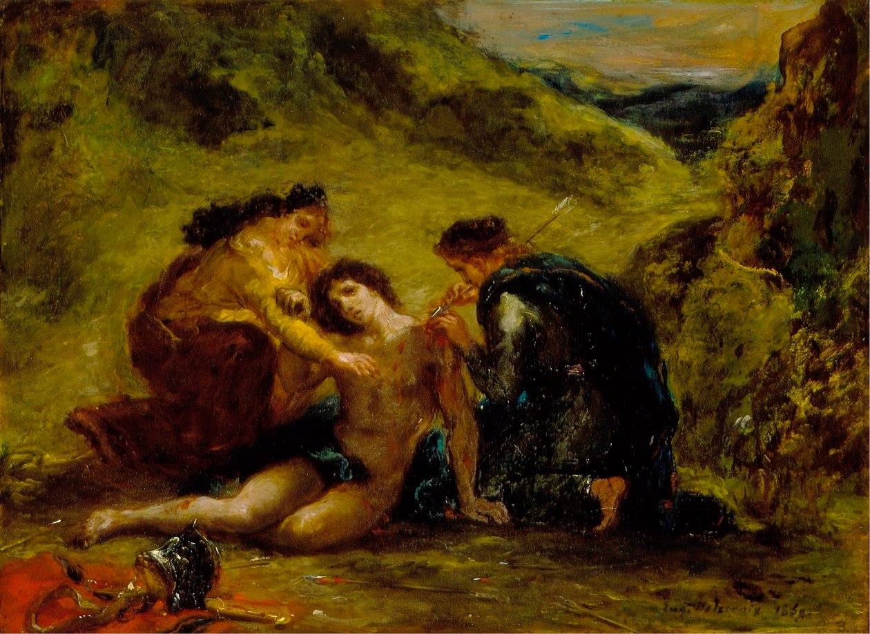 San Sebastian, Saint Irene ve bir refakatçi ile by Ferdinand Victor Eugene Delacroix