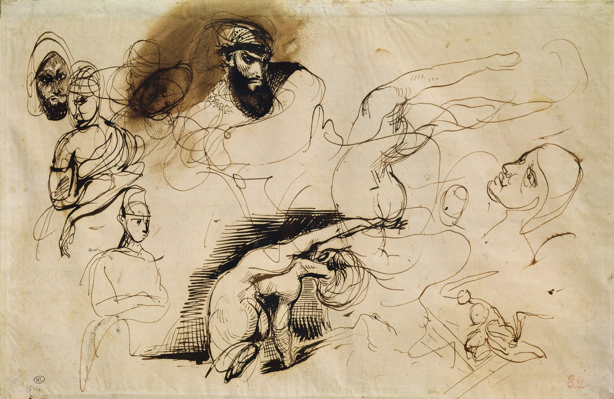 ಸರ್ದಾನಪಾಲಸ್ ಟರ್ಕ್‌ಗಾಗಿ ಸ್ಕೆಚ್ by Ferdinand Victor Eugene Delacroix