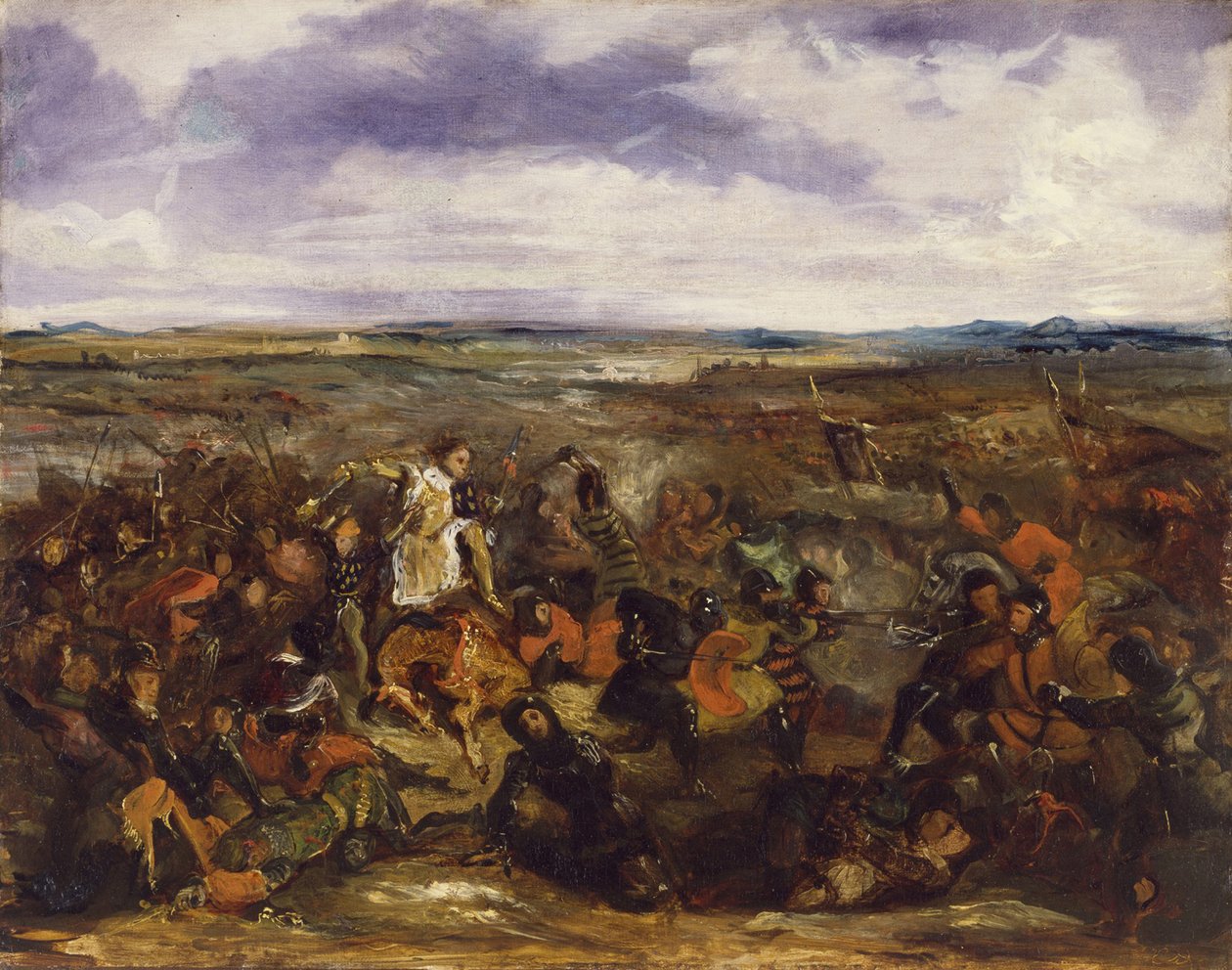 Sketch for The Battle of Poitiers, 1829-30  (see 82866) by Ferdinand Victor Eugene Delacroix