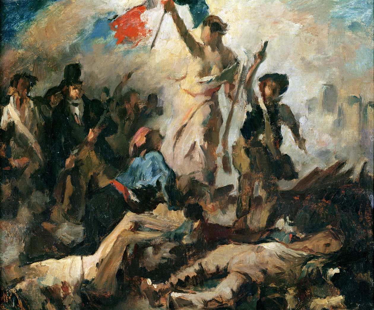 İnsanlara Öncülük Eden Özgürlük Çalışması by Ferdinand Victor Eugene Delacroix