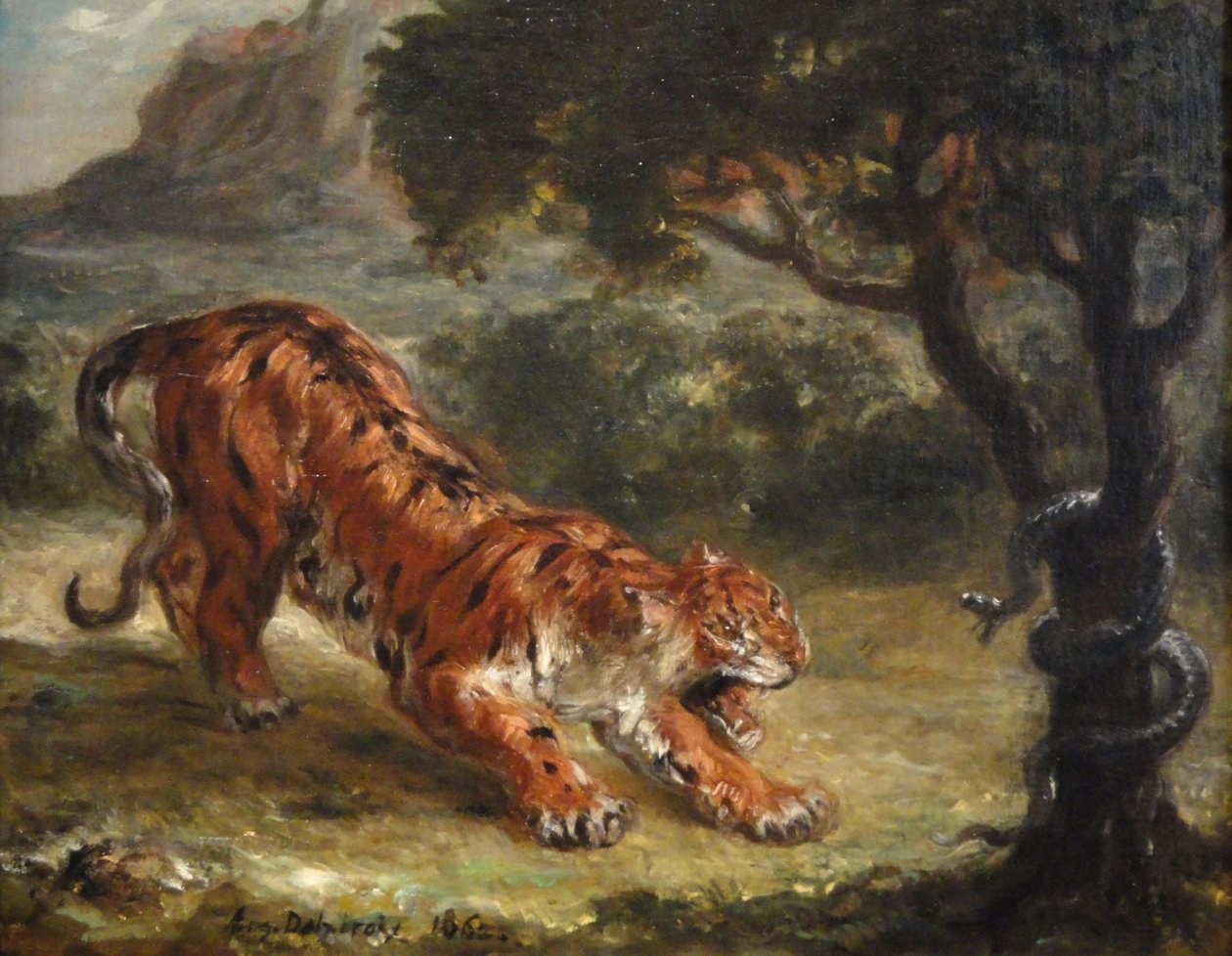 Kaplan ve Yılan by Ferdinand Victor Eugene Delacroix