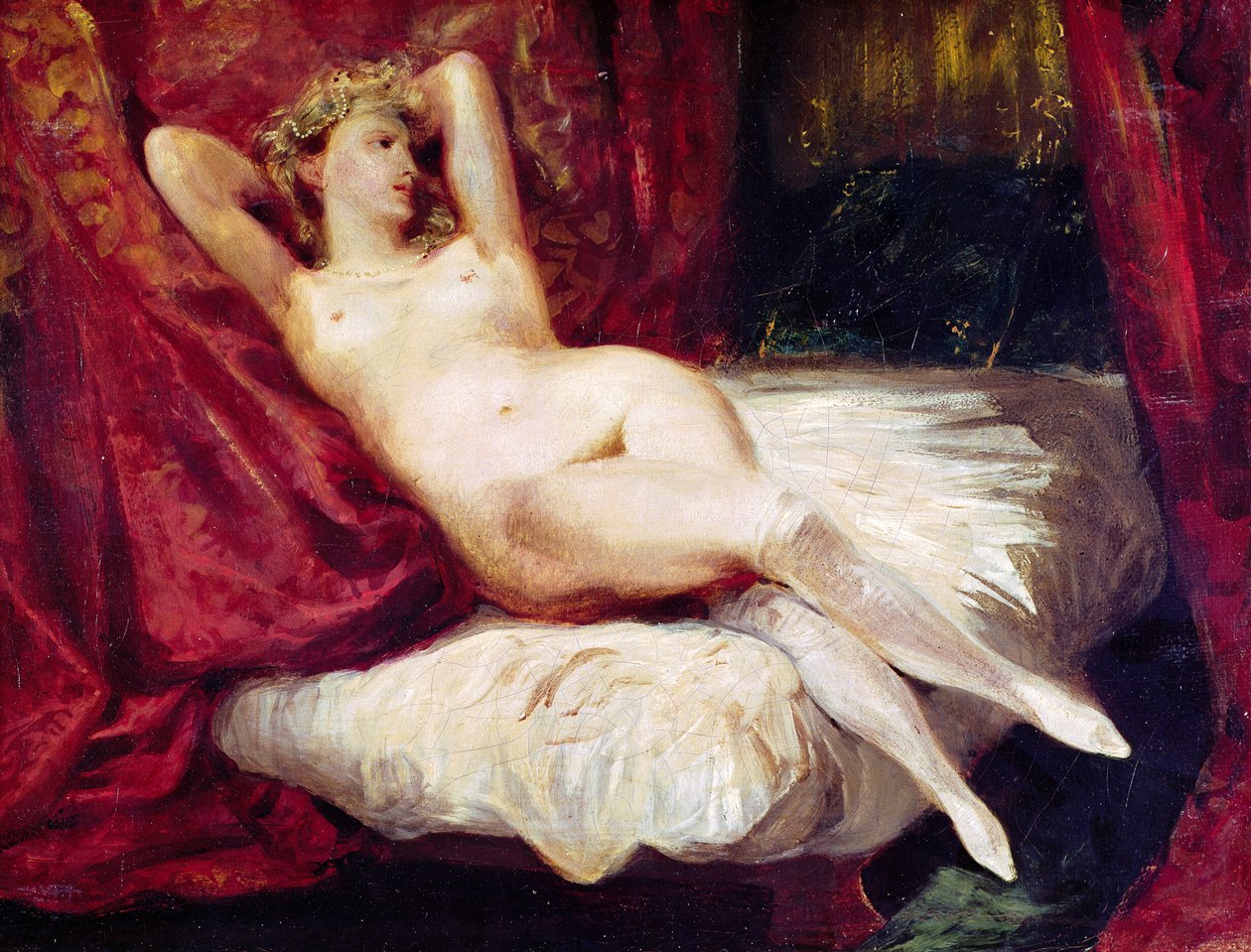 Beyaz çoraplı kadın by Ferdinand Victor Eugene Delacroix