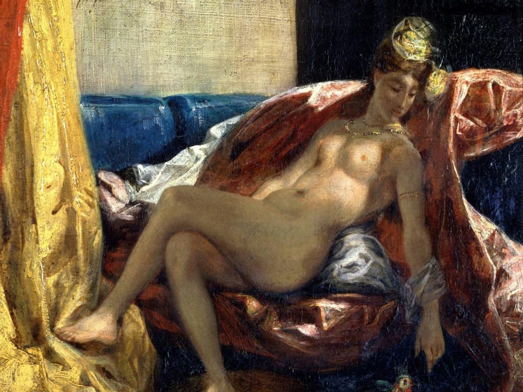 Papağan olan kadın by Ferdinand Victor Eugene Delacroix